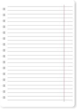 forrado cuaderno papel con rojo margen y agujeros vector