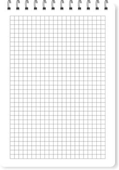 blanco grafico papel espiral cuaderno página demostración cuadrícula vector