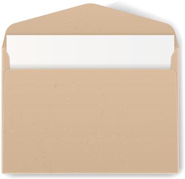 Brown craft envelope containing blank paper for message vector
