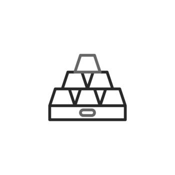 Minimalist depiction of gold bars stacked in a pyramid configuration signifying wealth or vector