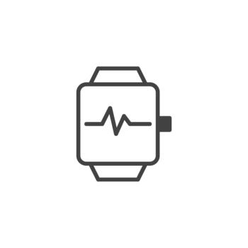 Minimalist digital smart watch design displaying an electrocardiogram with clean lines and a vector