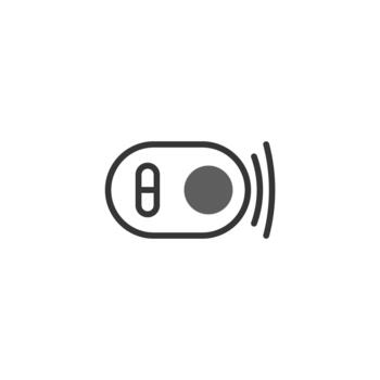 Sleek minimalist wireless smart home device icon with signal waves offering automation and vector