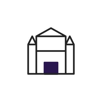 Abstract architectural representation presents a simplified building form with strong lines vector