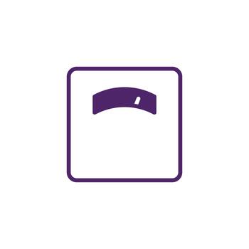 Abstract purple square outline depicting a weight scale with a subtle indicator for health and vector