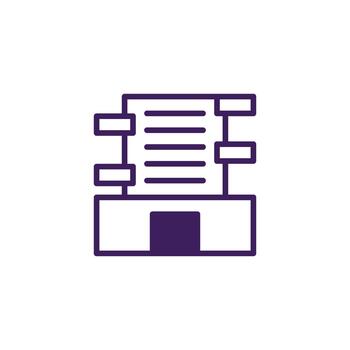 Abstract schematic of information display with blocks and lines representing content structure and vector