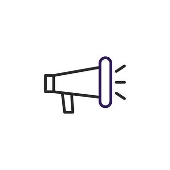 Amplifying message through megaphone symbol with clean line graphic design and communication vector
