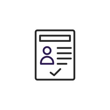 Digital profile document icon illustrating application form submission accepted with vector