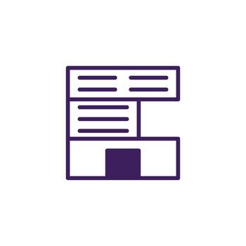 Geometric architectural representation showcasing purple linear design of modern structure vector