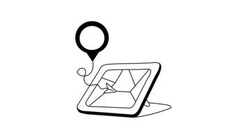 en läsplatta dator visning en nuvarande plats Karta med en plats stift. video