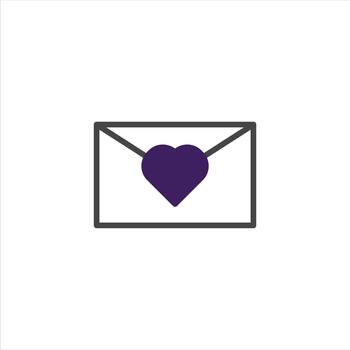 Minimalist heart envelope icon representing affectionate correspondence and conveying a message of vector