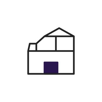 Minimalist home outline depicting simple architectural design with angular lines on a clean white vector