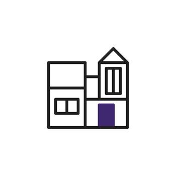 Minimalist home representation a linear dwelling design with simple geometric shapes offering vector