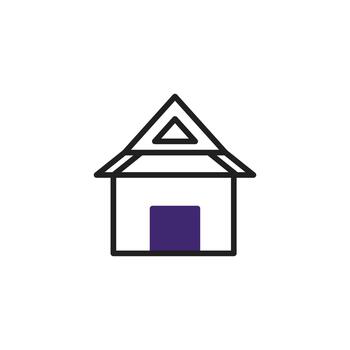 minimalista casa icono ilustración mostrando simbólico edificio y geométrico estilo diseño con vector