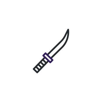 Minimalist outline of an arcing sword design showcases sleek craftsmanship symbolic fighting vector