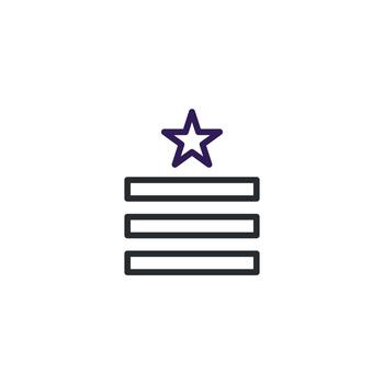 Minimalist star alignment with horizontal bars signifying achievement and structured design for vector