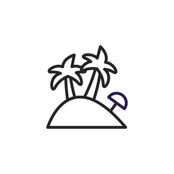 Minimalist tropical island getaway design with sketched palm trees and a charming parasol conveys vector