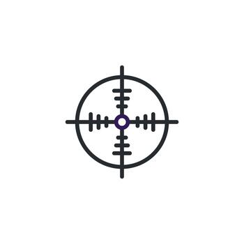Minimalist target icon with concentric circles and crosshairs conveys accuracy and precision in vector