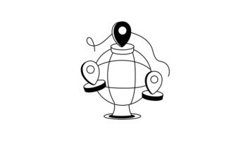 en klot med flera olika plats stift bifogad, meta plats animerad design video