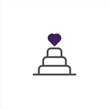 Minimalistic tiered structure with heart symbol showcases simplicity and love in geometric design vector