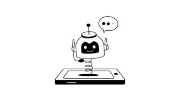 ai motorizzato robot assistente, pronto per uso animato di robot assistente video