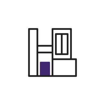 Modern architectural icon depicting simplified urban structure representing building plan with vector