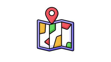 Tri Fold chart with location pointer, trendy icon animation of map location video
