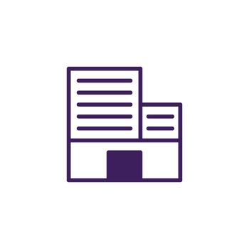 Modern office building icon symbolizes corporate structure and development with simple lines vector