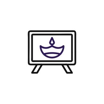 Simple graphic representation of a traditional oil lamp displayed on a rectangular surface for vector