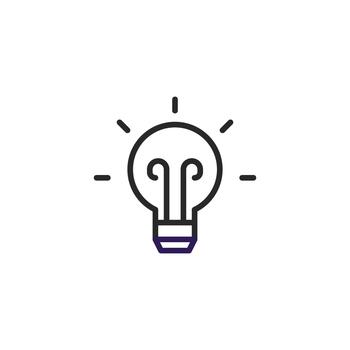 Simple lightbulb line drawing representing innovative thinking illuminating concept with vector