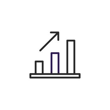 Simple linear graph concept displaying steady business growth with increased positive trend and vector