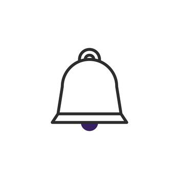 Simple notification bell icon design with clean outlines representing alerts and announcements in vector