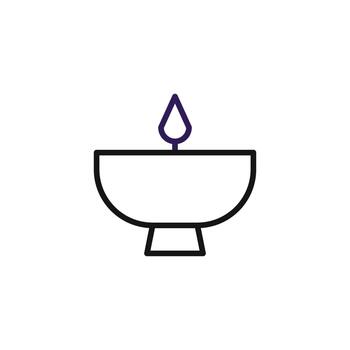 Simple representation of a candle in a bowl creating a symbolic flame for various contexts and vector