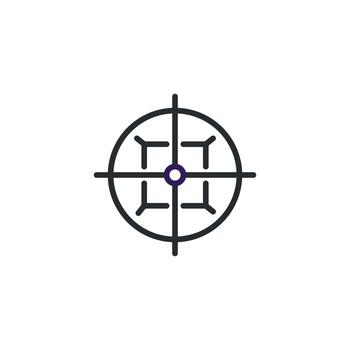 Stylized aiming reticle with radial lines extending outwards representing precise target vector