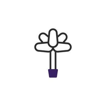 Stylized botanical representation minimal outline with symmetrical petals in a potted graphic vector