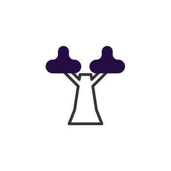 Stylized depiction of a lone tree with bold outline and simplified forms illustration with vector