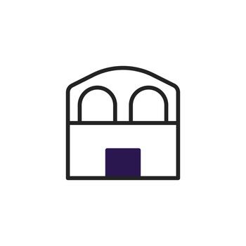 Stylized Depiction of an Architectural Structure Featuring Arched Windows and Distinctive Square vector