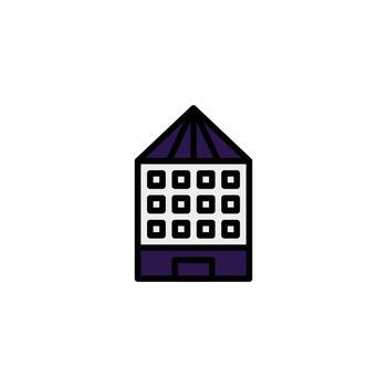 estilizado icono de un moderno oficina edificio diseño con limpiar líneas y negrita colores crea un sencillo vector