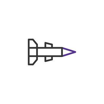Stylized missile icon for technology applications signifying advancement defense system and vector