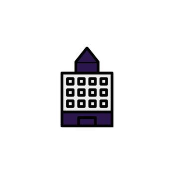 Stylized rendering of a minimalist building icon symbolizing modern architecture and urban vector