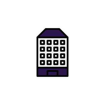 Stylized urban office building with symmetrical window design signifying business operations and vector