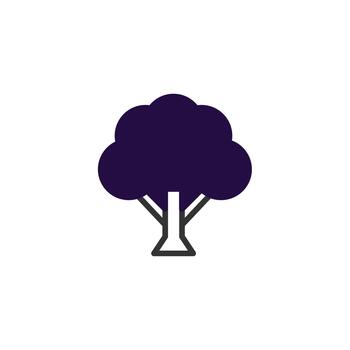 Stylized vibrant tree icon with bold outline offering a simplified yet visually appealing vector