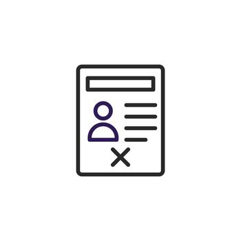 Symbolic representation of profile rejection depicting unsuccessful application or account denial vector