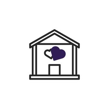 simbolizando afecto un minimalista casa icono presentando corazones dentro crea un amoroso hogar vector