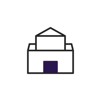 Symmetrical architectural abstraction depicting a building form emphasizing clean lines and vector