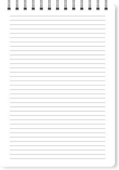 Empty spiral notebook page for writing notes vector
