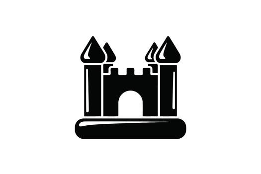 Resilient architecture silhouette Black silhouette icon of an inflatable bounce house castle on a white background playground vector