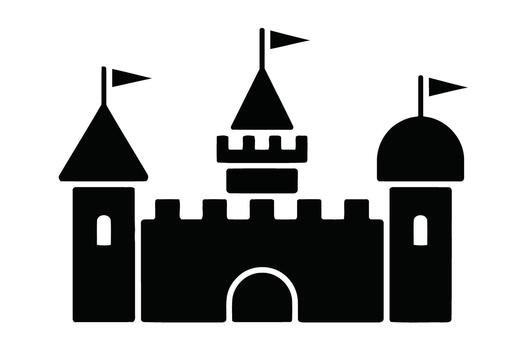 A castle icon with flags on top of it vector