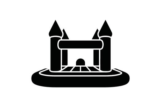 Resilient architecture silhouette Black silhouette icon of a bouncy castle with turrets on a white background inflatable castle playground vector
