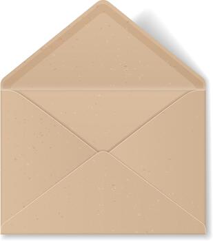Open craft paper envelope presenting mail communication concept vector