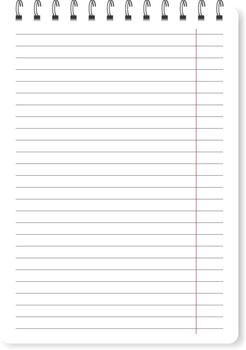 blanco forrado espiral cuaderno página para escritura notas vector